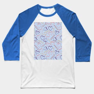 Love Hearts, XOXO - Blue Baseball T-Shirt